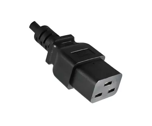 Netzkabel CEE 7/7 90° auf C19, 1mm², VDE, schwarz, Länge 1,80m